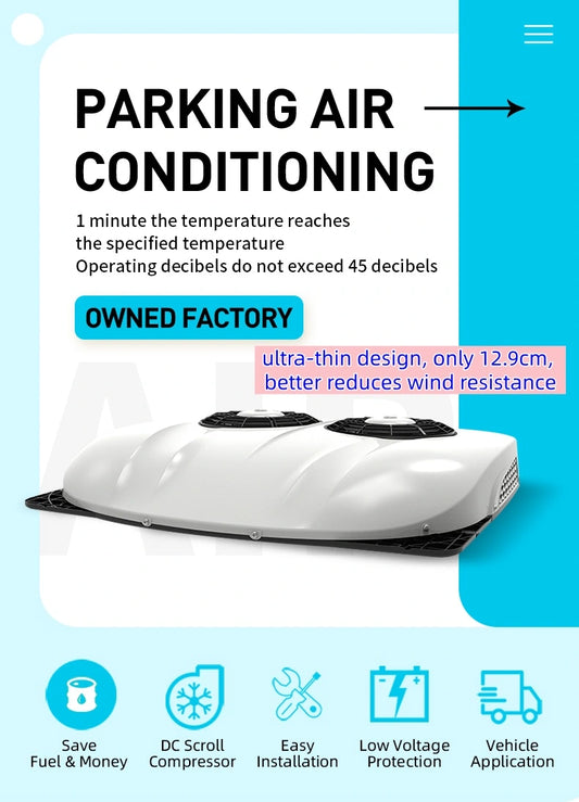 HX H3000 Dual fans, Truck Air Conditioner – Silent No-Idle Parking AC for Truck, RV, Van & Heavy Equipment