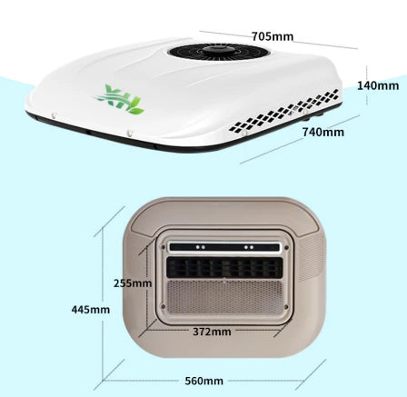 XH L2, No-Idle Truck Parking Air Conditioner | 12V/24V Silent Rooftop Truck AC for Extreme Heat / For 14×14inch Skylight