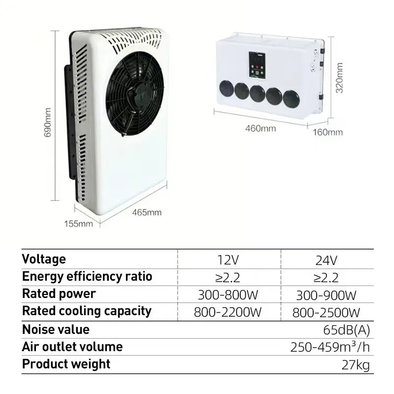 XH H5, 9000 BTU Split Truck Air Conditioner – 12V/24V No-Idle Parking AC for Trucks, RVs & Vans 