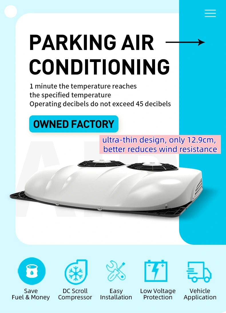 HX H3000 Dual fans, Truck Air Conditioner – Silent No-Idle Parking AC for Truck, RV, Van & Heavy Equipment 