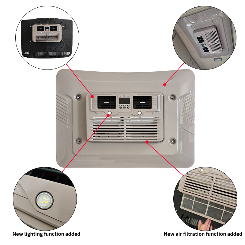 XH H9000 12V/24V Rooftop Parking Air Conditioner | No-Idle Truck, RV & Van AC (10000 BTU) 
