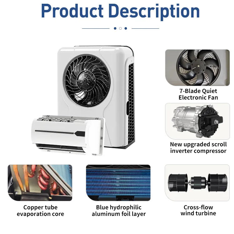 XH ZS, 12,000 BTU Split Truck Air Conditioner | 12V/24V No-Idle Parking AC for Trucks, RVs & Vans 