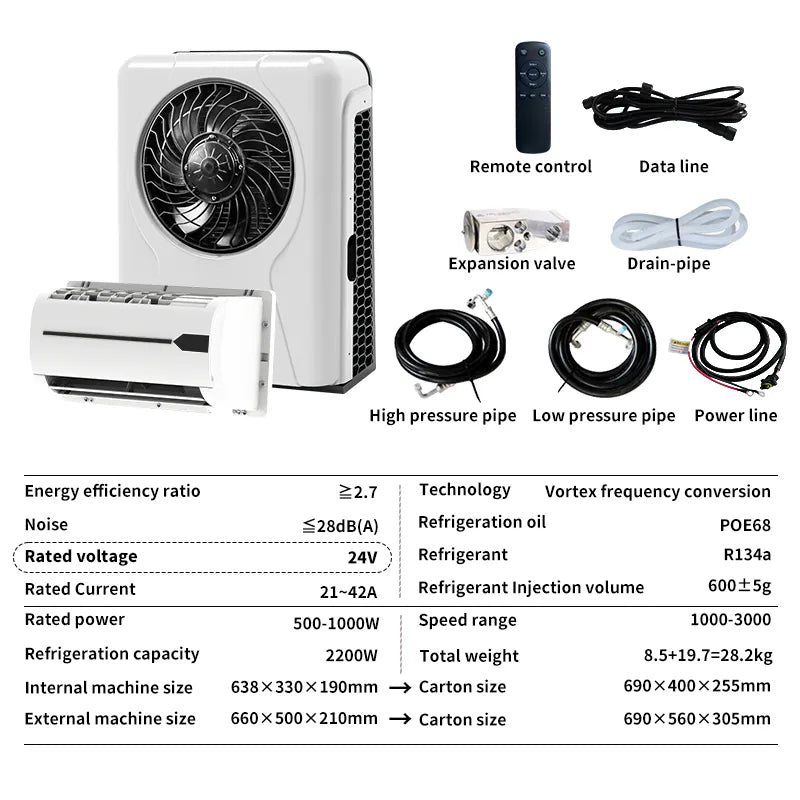 XH ZS, 12,000 BTU Split Truck Air Conditioner | 12V/24V No-Idle Parking AC for Trucks, RVs & Vans 