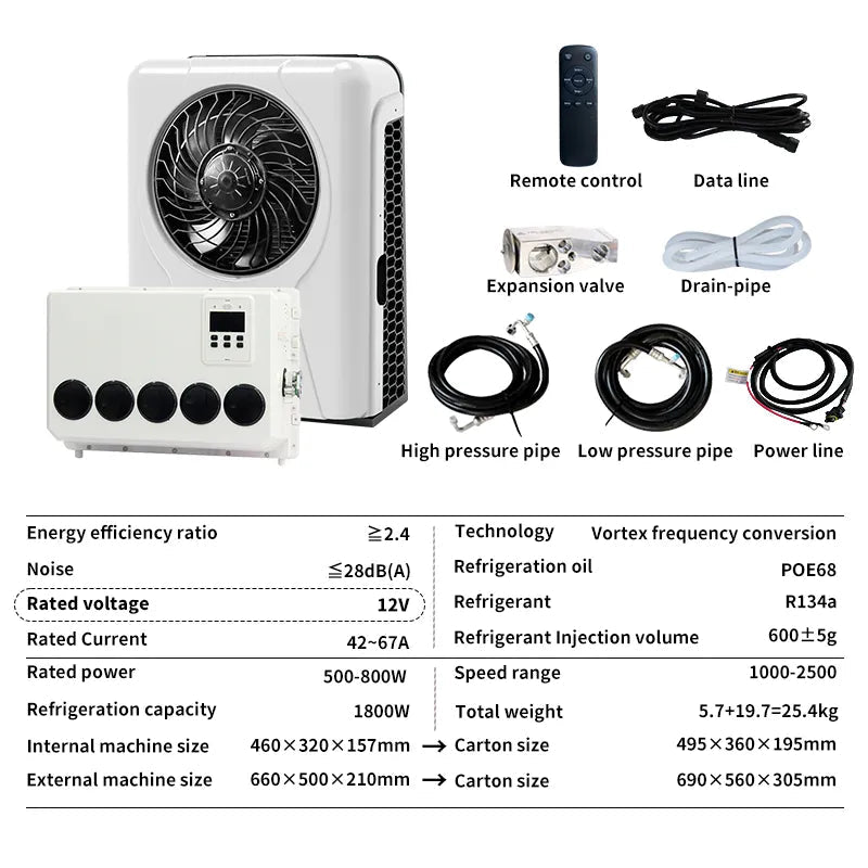 XH Z5, 10000 BTU Split Air Conditioner for Trucks & RVs – 12V/24V No-Idle Silent Parking AC System 